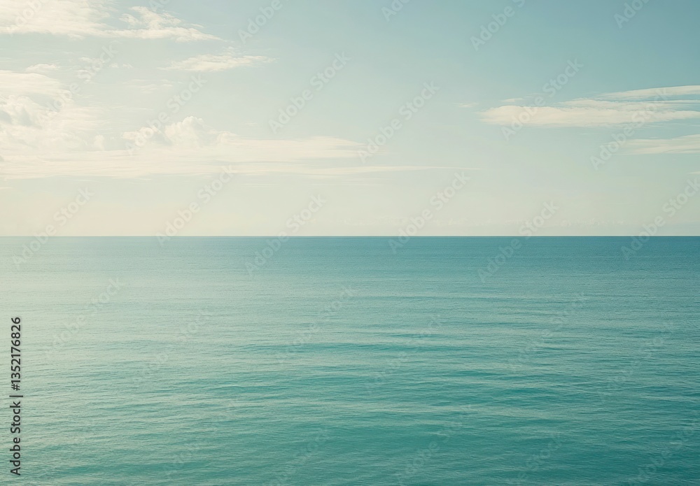 Calm Ocean Water Under Pale Sky with Few Clouds Landscape Calm Ocean Water Under Pale Sky with Few Clouds Landscape