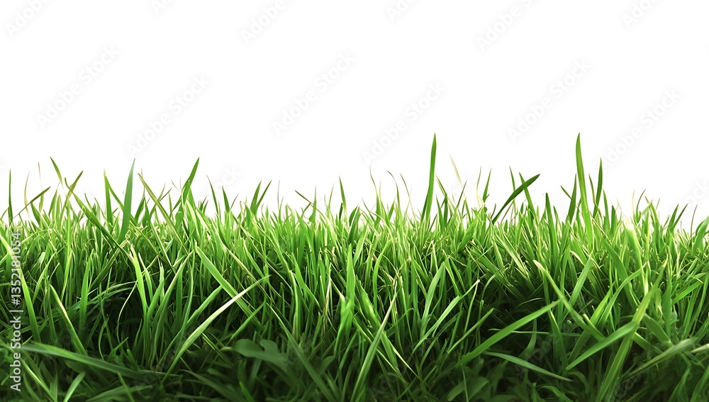 Fototapeta premium Fresh Green Grass Isolated on a White Background