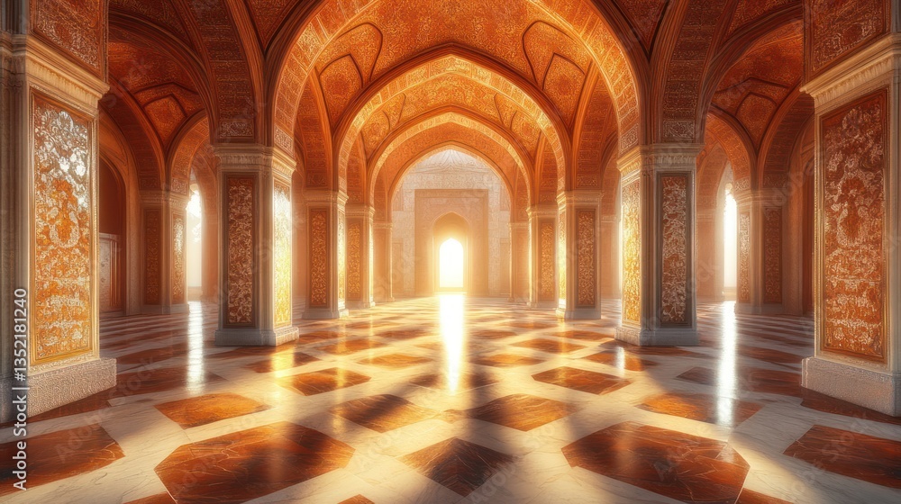 Obraz premium Grand Mosque Interior, Sunlight. Possible Use Stock Photo