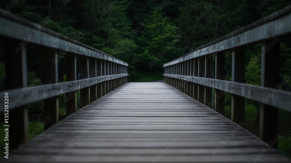 Rustic wooden bridge over a peaceful stream surrounded by lush greenery in national park. Wooden bridge connected to nature. Rustic wooden bridge over a peaceful stream surrounded by lush greenery in national park. Wooden bridge connected to nature.