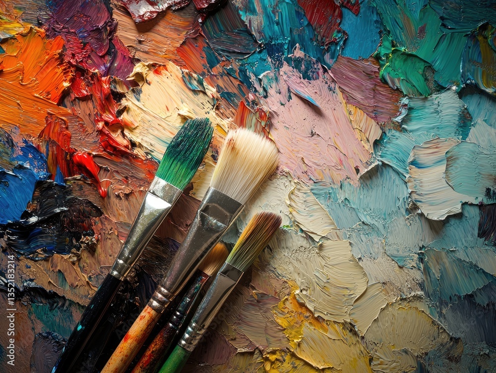 Fototapeta premium Artistic Residue: A Palette's Story in Colorful Splendor.