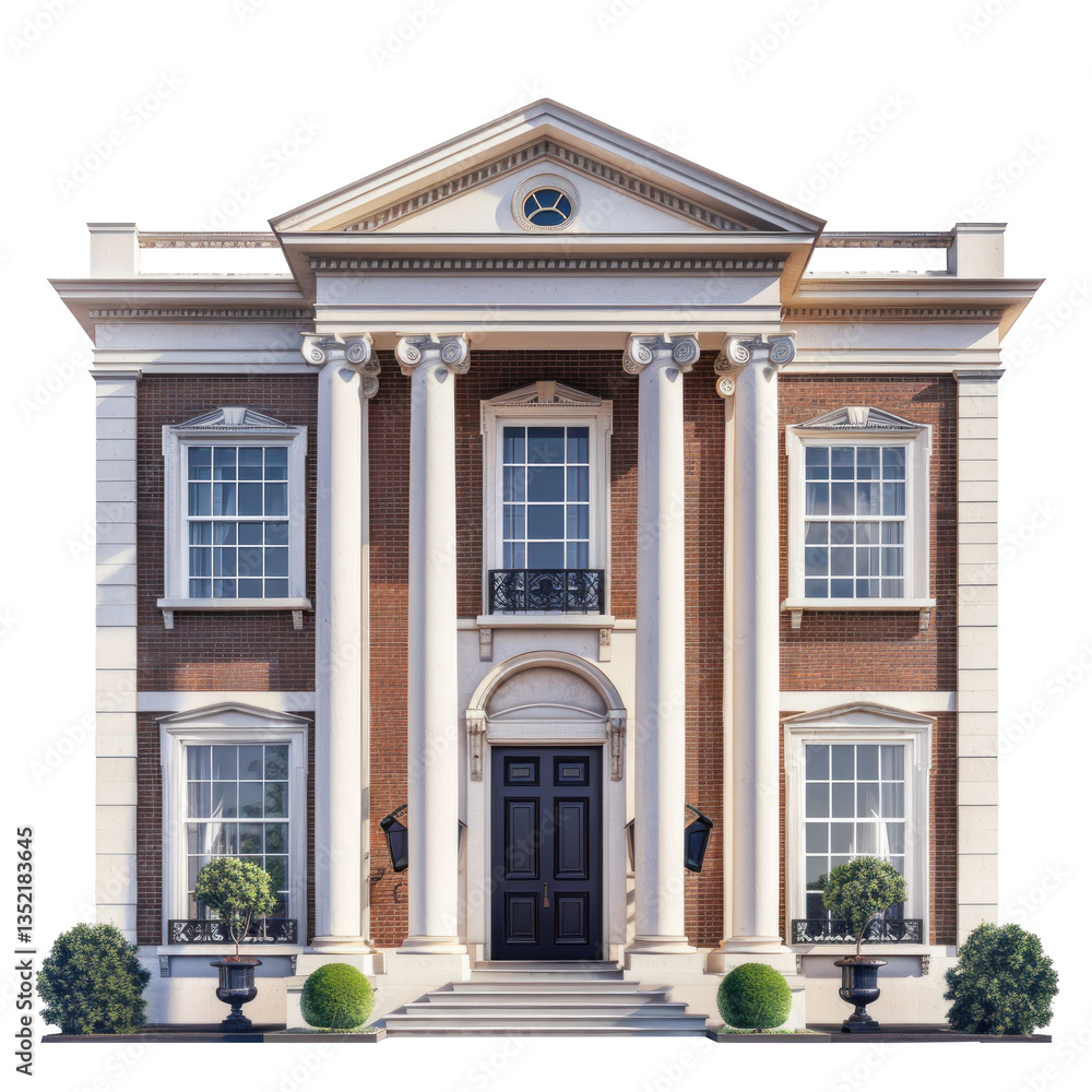 Fototapeta premium Georgian House front view full length isolate on transparency background