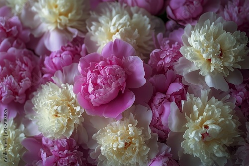 Beautiful Arrangement of Colorful Peonies Creating a Vibrant Floral Display i...