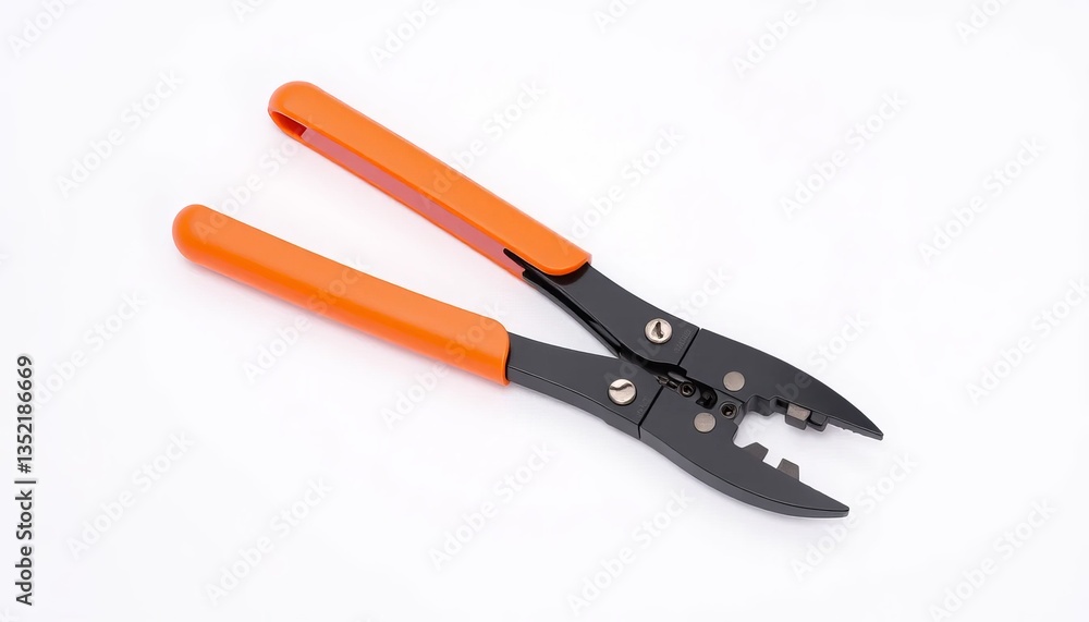Orange_and_Black_Wire_Crimping_Pliers_on_White_Background Orange_and_Black_Wire_Crimping_Pliers_on_White_Background