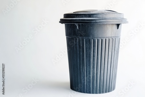 Wallpaper Mural A black plastic trash receptacle with a fitted lid sits alone Torontodigital.ca