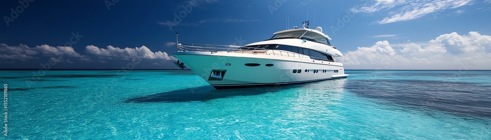 Fototapeta premium A luxury yacht sailing across turquoise waters, offering ultimate relaxation