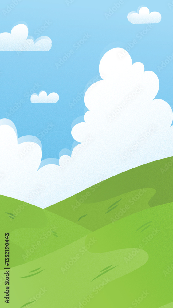 Sky and Land with Clouds Illustrations with Grainy Texture Sky and Land with Clouds Illustrations with Grainy Texture