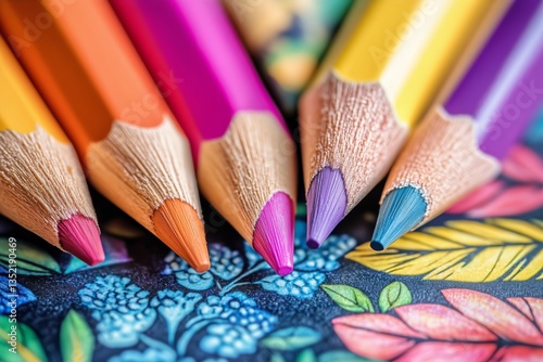 Colorful Pencils Creating Art on a Bright Canvas During an Afternoon Craft Se...