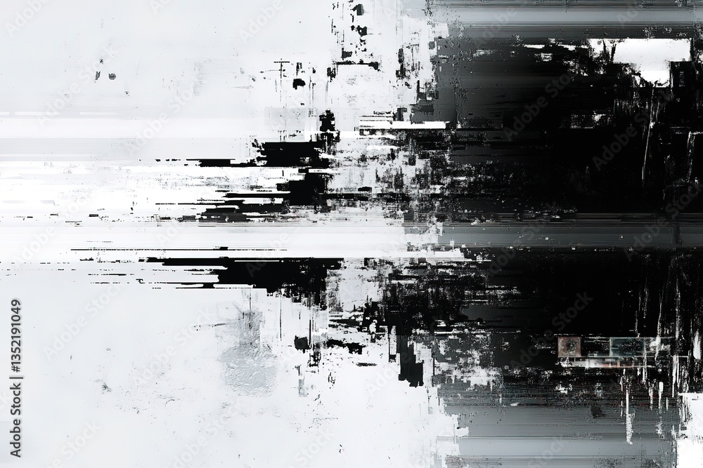 Abstract Black and White Glitch Art Distorted Texture Background for Design Abstract Black and White Glitch Art Distorted Texture Background for Design