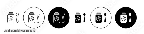 Baby food plastic bottle icon editable vector set