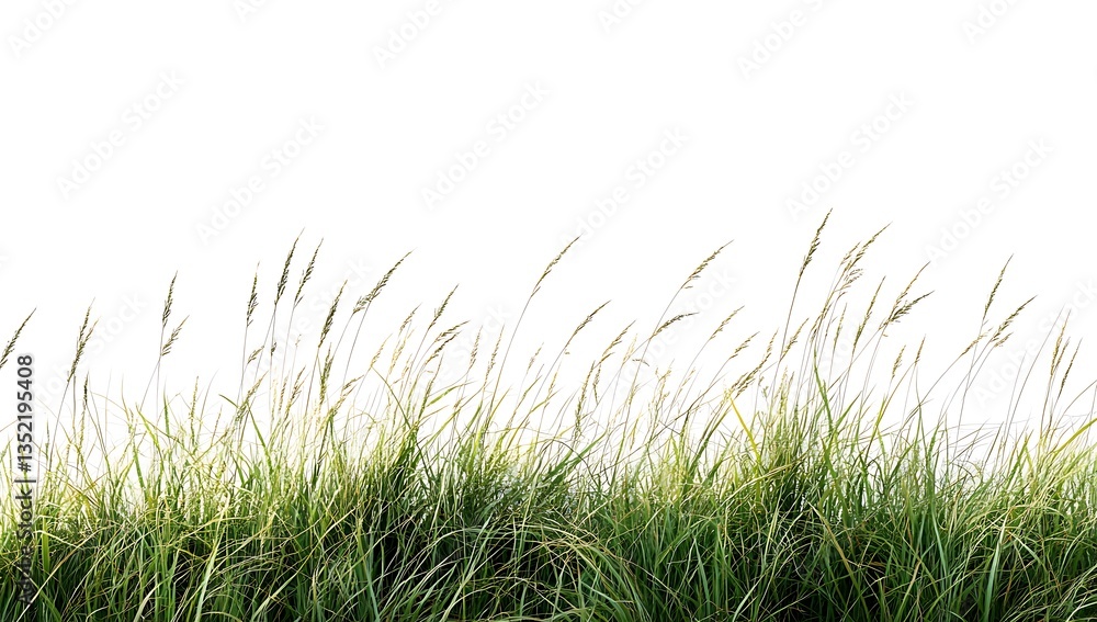 Obraz premium Green Grass on White Background with Natural Light