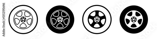 car hubcap icon editable vector set
