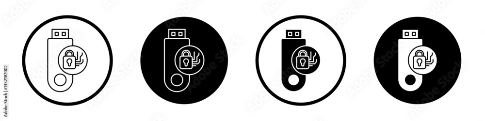 Encrypted pendrive icon editable vector set Encrypted pendrive icon editable vector set