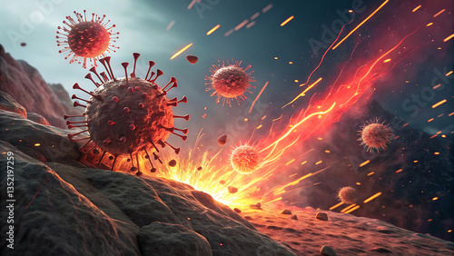 red blood cells Microscopic view of cancer, Cancer cell view, t-cell therapy targeting tumors, Cancer cells, Microscopic view of cancer cells, symbolizing car t-cell therapy