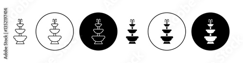 Fountain with water splashing icon editable vector set
