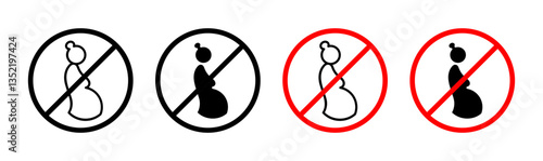 Forbidden pregnant icon editable vector set