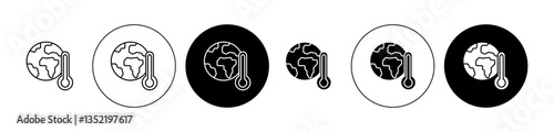 Global warming icon editable vector set