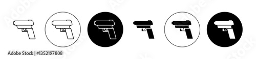 gun icon editable vector set