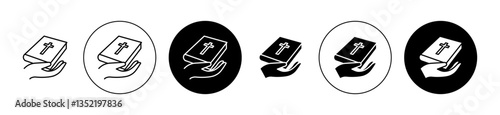 Hand in Bible icon editable vector set