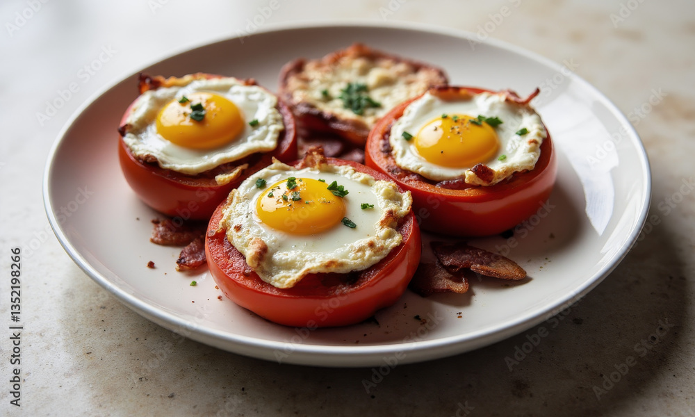 Baked Tomatoes with Bacon and Eggs Baked Tomatoes with Bacon and Eggs
