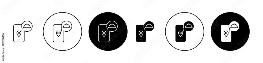 Mobile food ordering icon editable vector set