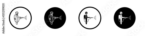 Mite disinfectant man icon editable vector set