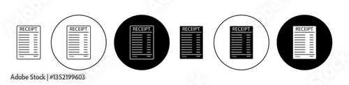 paper check receipt icon editable vector set