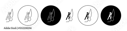 Rappelling icon editable vector set