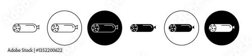 Sausage salami icon editable vector set