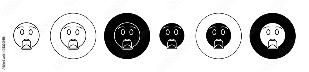 Shocked face emoji icon editable vector set Shocked face emoji icon editable vector set