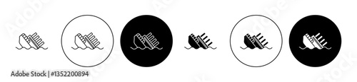 Sinking icon editable vector set