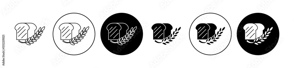 Slice of a wheat bread icon editable vector set Slice of a wheat bread icon editable vector set