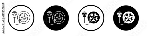 Tire pressure monitoring icon editable vector set