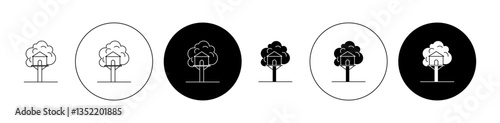 Tree house icon editable vector set