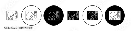 Vinyl player icon editable vector set