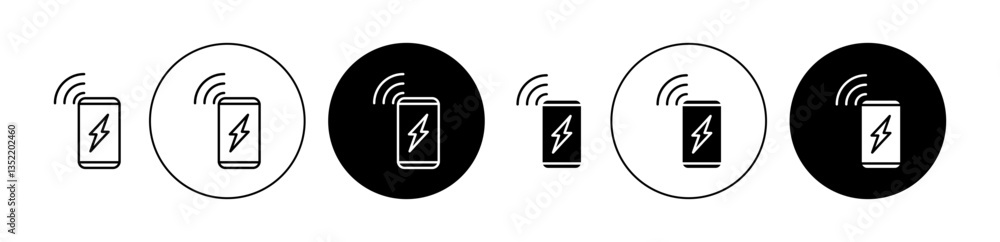 Wireless charging icon editable vector set