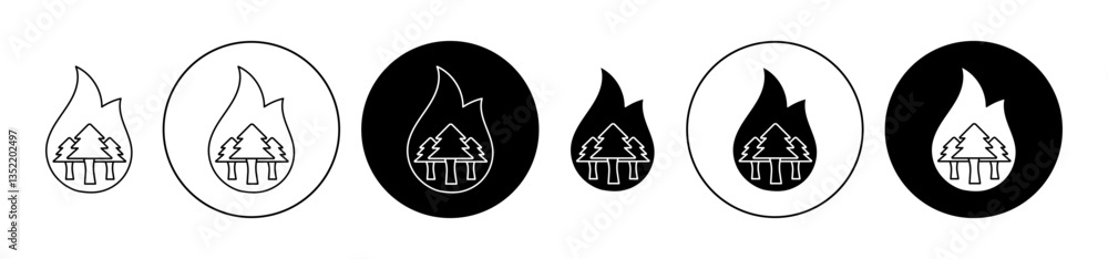Wildfire disaster icon editable vector set Wildfire disaster icon editable vector set