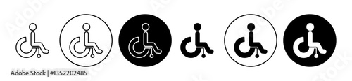 Wheelchair icon editable vector set