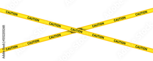 police do not cross tape. Yellow and black barricade tape on white background 