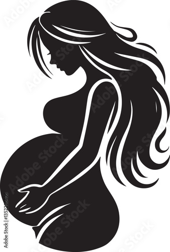silhouette of pregnant woman vector, woman silhouette vector, glass of woman vector isolated on white background