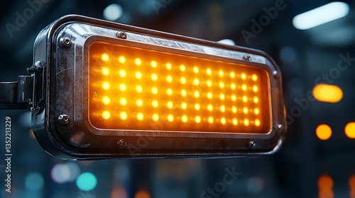 Futuristic amber LED panel light.