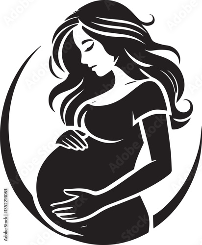 silhouette of pregnant woman vector, woman silhouette vector, glass of woman vector isolated on white background