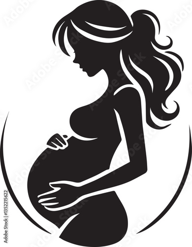 silhouette of pregnant woman vector, woman silhouette vector, glass of woman vector isolated on white background