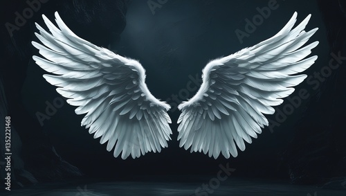 angel wings on black background photo