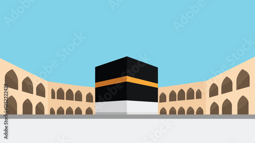Islamic Kaaba mecca Simple flat vector