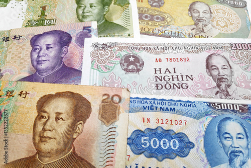 Wallpaper Mural Stack of Chinese Renminbi and Vietnamese Dong Torontodigital.ca
