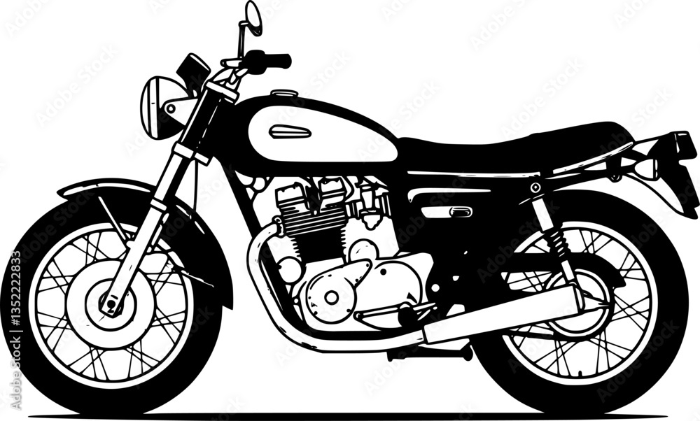 Obraz premium silhouette Classic Motorcycle line drawing Illustration vector