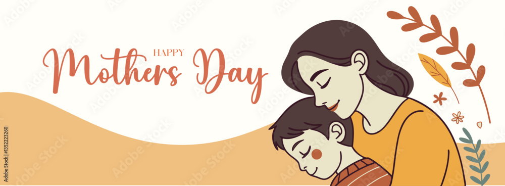 Mother's Day Hug Illustration – Mom and Child Love Art Mother's Day Hug Illustration – Mom and Child Love Art