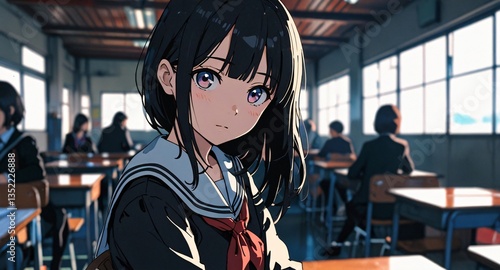 Anime girl in school uniform