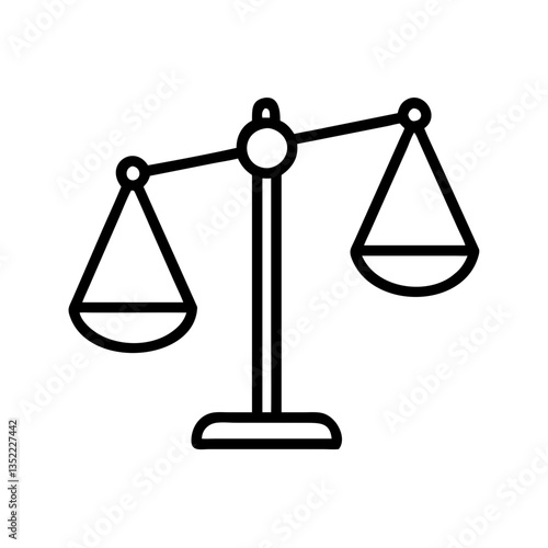 scale of justice outline icon, isolated vector illustration